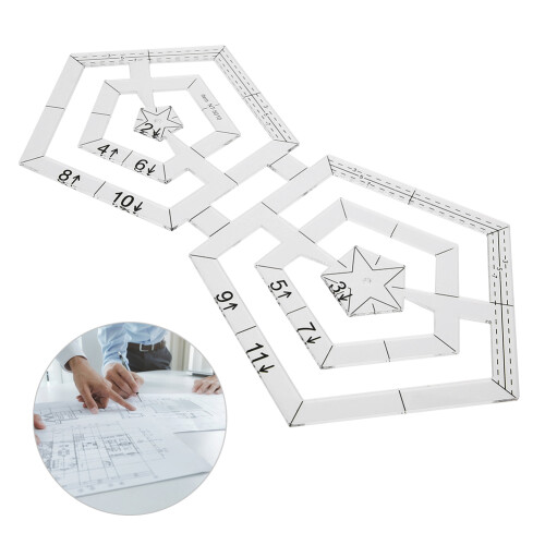 Double Pentagon Quilting Ruler, Acrylic DIY Patchwork Sewing Tool 2