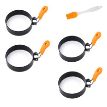 Non-stick æggeringe, konstruktion i rustfrit stål, varmebestandigt håndtag for sikker brug, professionel æggebøfmaskine, non-stick overflade,