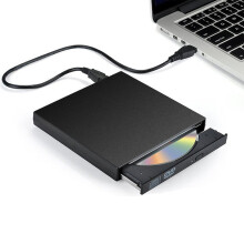 External CD/DVD Drive, USB 3.0 CD ROM Reader with Intelligent Eject Button for MacBook, Ultrabook, Laptop, PC without Internal Drive (Ultra-Thin, Blac