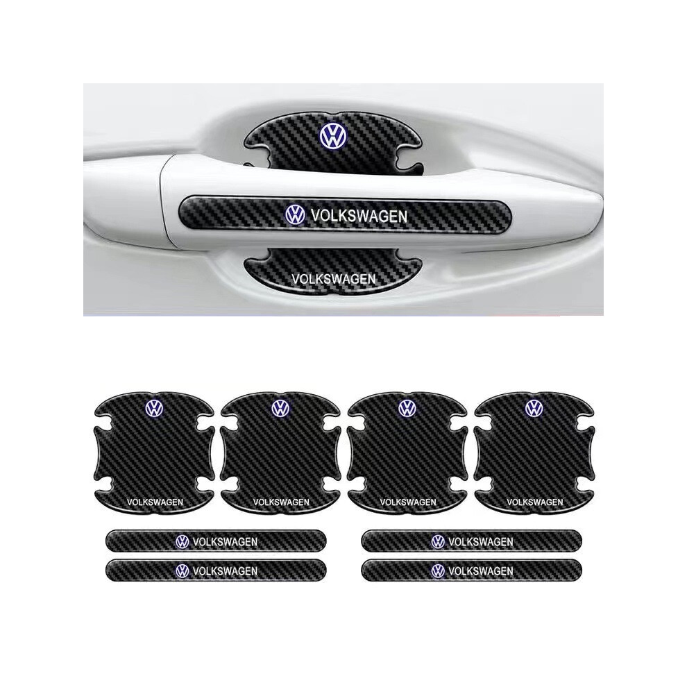(VW) 8PCS Car Door Handle Bowl Anti-Scratch Cover Carbon Fiber Guard Protector Stickers,Anti-Scratches Cover Guard Film