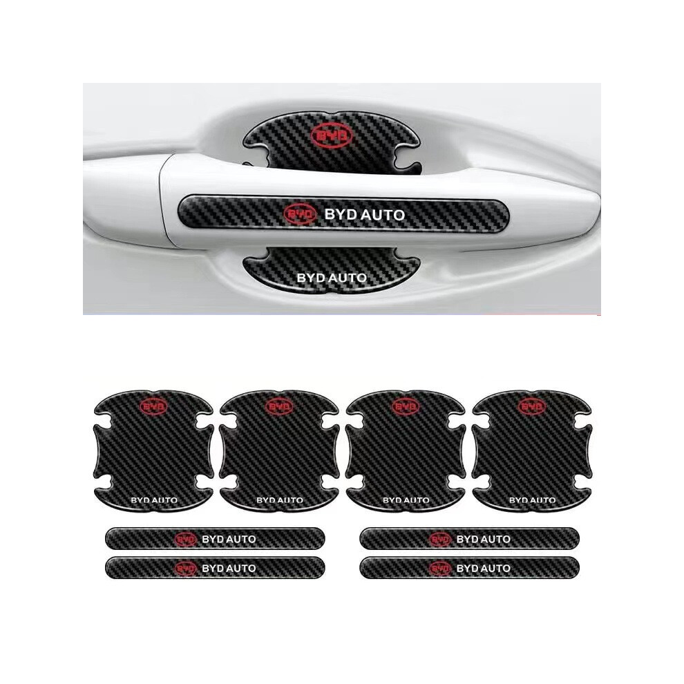 (Byd) Hot 8Pcs Car Door Handle Bowl Anti-Scratch Cover Guard Protector Sticker,Carbon Fiber Guard Protector Stickers Black 4069369238697