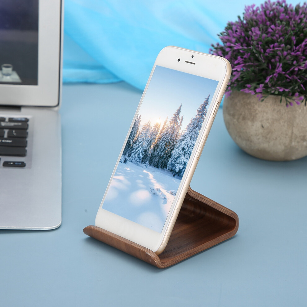 Brown Walnut Double-Sided Desktop Holder For Tablets & Phones Stylish Nut