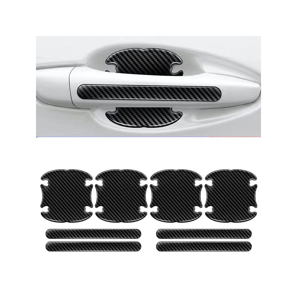 (No Logo) 8Pcs Car Door Handle Bowl Anti-Scratch Cover Carbon Fiber Guard Protector Stickers,Anti-Scratches Cover Guard Film 4069369238260