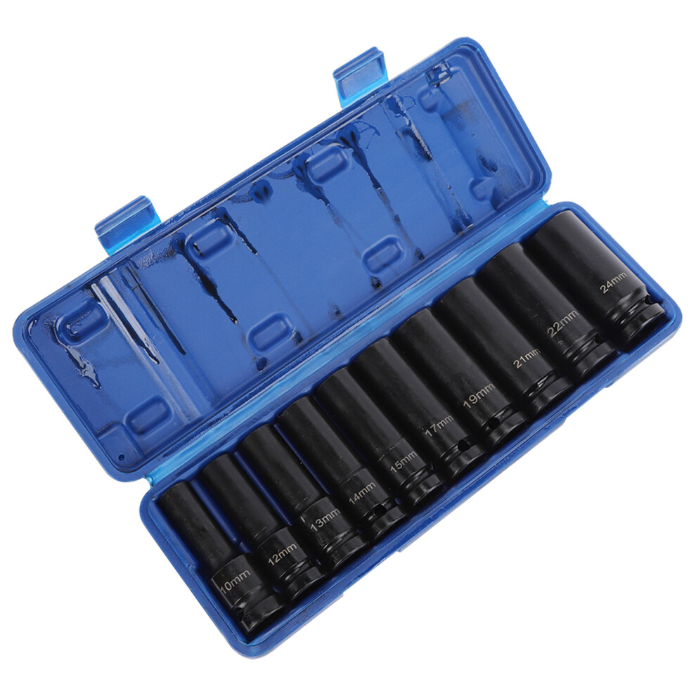Impact Socket Set 10Pcs 1/2In Drive Hex Chrome Molybdenum Steel Heavy Duty 9411362390424