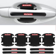 (HAVAL) Hot 8Pcs BLACK Car Door Handle Bowl Anti-Scratch Cover Guard Protector Sticker,Carbon Fiber Guard Protector Stickers
