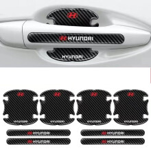 (HYUNDAI) Hot 8Pcs BLACK Car Door Handle Bowl Anti-Scratch Cover Guard Protector Sticker,Carbon Fiber Guard Protector Stickers