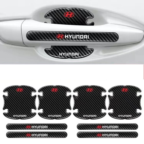 (HYUNDAI) Hot 8Pcs BLACK Car Door Handle Bowl Anti-Scratch Cover Guard Protector Sticker,Carbon Fiber Guard Protector Stickers