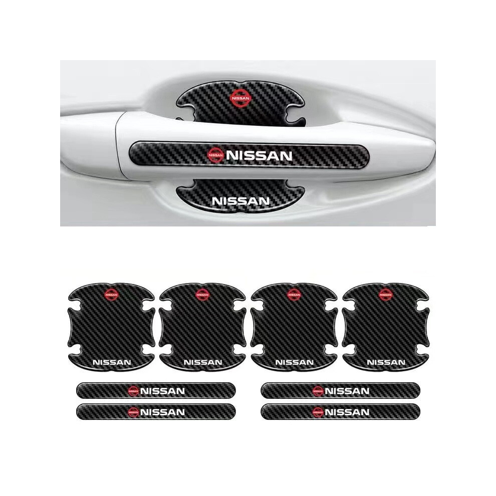 (Nissan) Hot 8Pcs Car Door Handle Bowl Anti-Scratch Cover Guard Protector Sticker,Carbon Fiber Guard Protector Stickers Black