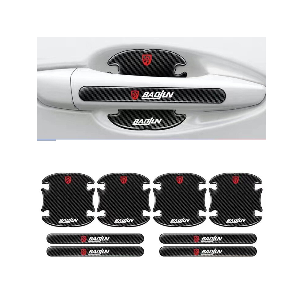 (Baojun) Hot 8Pcs Car Door Handle Bowl Anti-Scratch Cover Guard Protector Sticker,Carbon Fiber Guard Protector Stickers Black 4069369238659