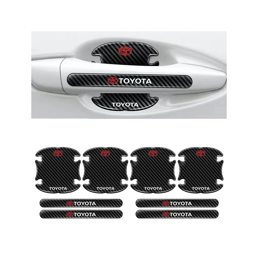 (TOYOTA) Hot 8Pcs BLACK Car Door Handle Bowl Anti-Scratch Cover Guard Protector Sticker,Carbon Fiber Guard Protector Stickers