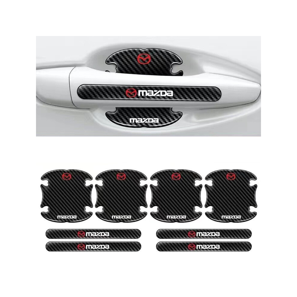 (Mazda) Hot 8Pcs Car Door Handle Bowl Anti-Scratch Cover Guard Protector Sticker,Carbon Fiber Guard Protector Stickers Black 4069369238789
