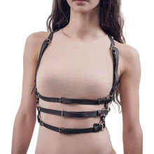 Punk PU Leather Shoulder Straps Punk Corset Body Harness Belts Waist Costume for Women White