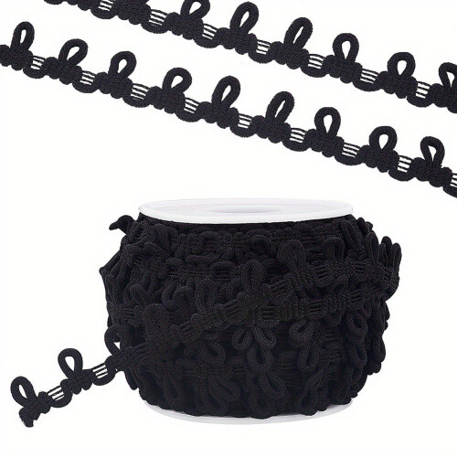 20Yard Long Elastic Polyester Button Straps Detachable-Black
