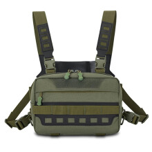 Chest Rig Bag, Tactical Molle Running Chest Pack with Multi-Pockets Adjustable Waterproof Sports Vests Bag for Hunting Fishing Hiking Travel Armygreen
