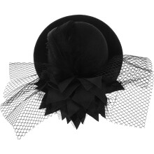 Mini Top Hat Haarklammer Schwarz Mit Blumenflanell Und Netz