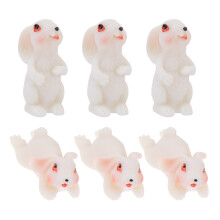 6Stk Resin Hasen Skulpturen Weiß Details Dekorative Accessoires