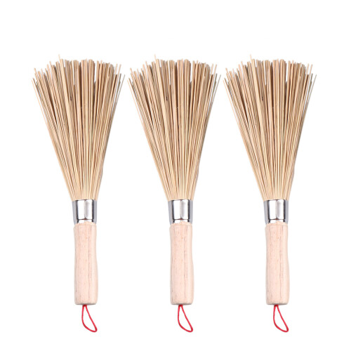 3 Unidades Cepillo Natural De Bambú Para Wok Y Olla De Hierro