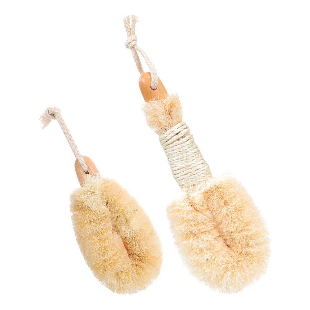 Iplusmile 2Pcs Natural Sisal Body Brush Wooden Handle Exfoliating Dry Skin Brush