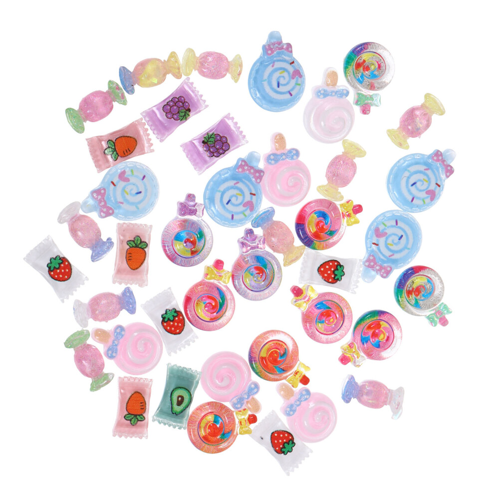 Iplusmile 40Pcs Resin Nail Charms Multi Color Cartoon Sweets Manicure Nail Art