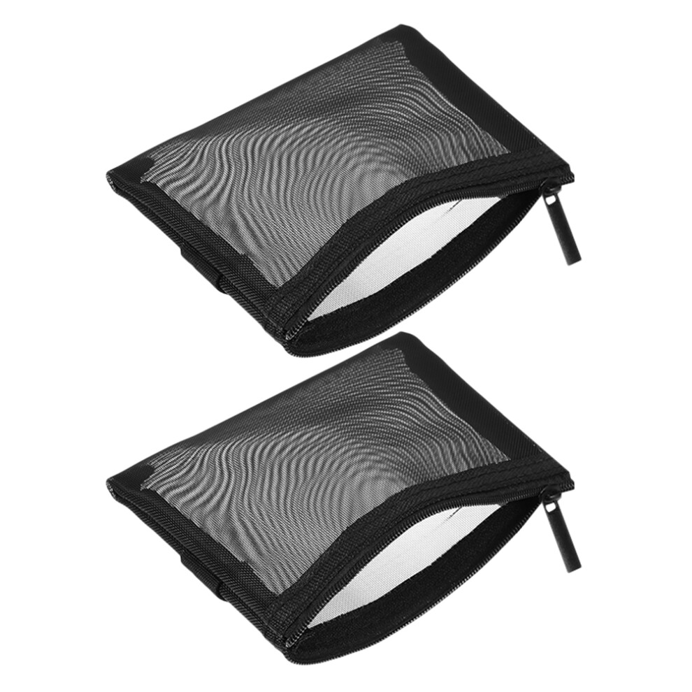 Totority Black 2Pcs Portable Mesh Makeup Pouches Nylon Cosmetic Bags For Women