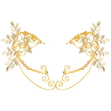 1Pair Non-Pierced Golden Leaf Ear Cuffs Alloy Earrings for Teen Girls