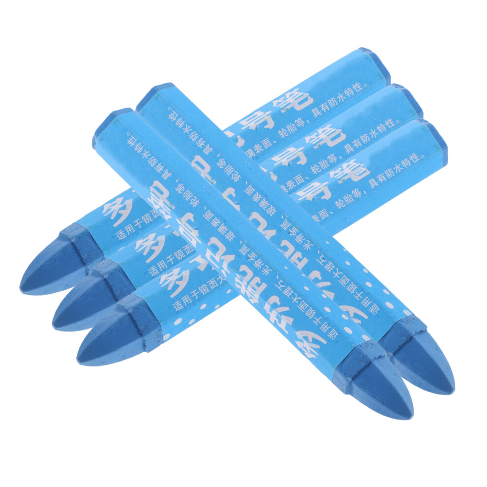 5Pcs Wax Tire Marking Crayon Pen For Quick Car Repair Use Blue 3501478577584