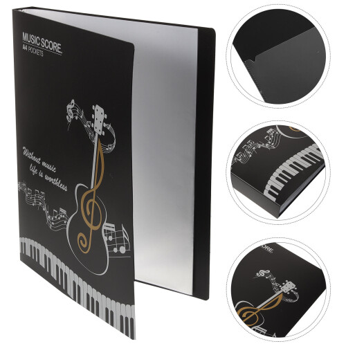 Black PVC Music Sheet Folder Binding Music File Folder for Office 2