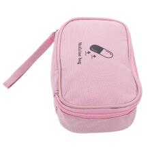 Pink Portable Medicine Storage Box Travel Pouch Lightweight Oxford