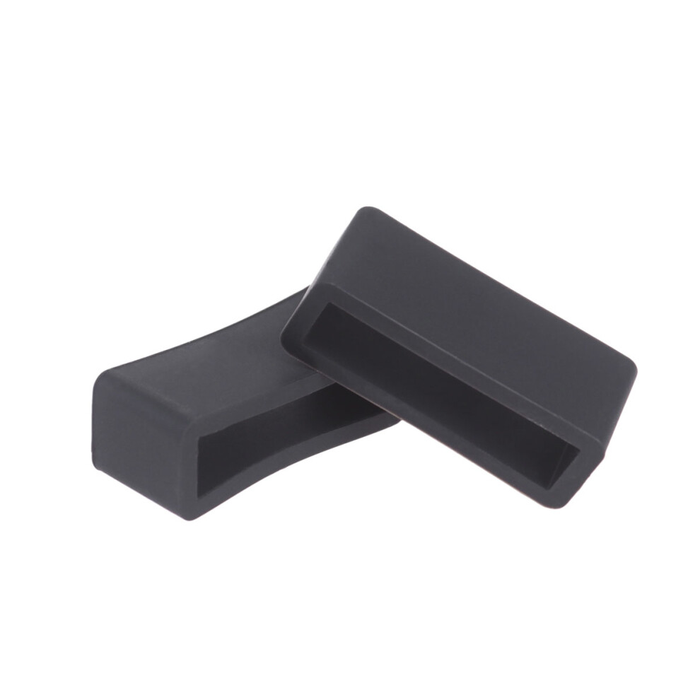 2Pcs Soft Silicone Watch Band Rings Durable Loop Holders Black 3501909966079