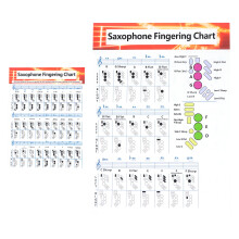 2Pcs Coated Paper Saxophone Chart Music Chords Poster for Novice