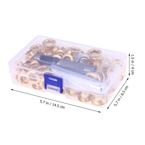 100Set Eyelet Button Set Golden Grommets Kit with 3 Tools for Clothing 1