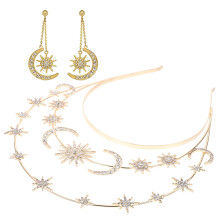 1Set Alloy Goddess Crown Star Hair Accessories Wedding Headband Set