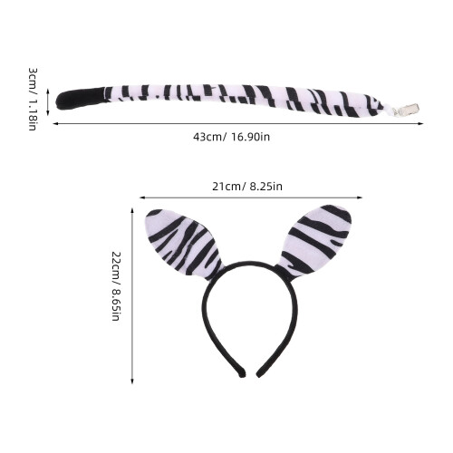 Conjunto De Acessórios Para De Zebra Com Orelhas E Cauda 1