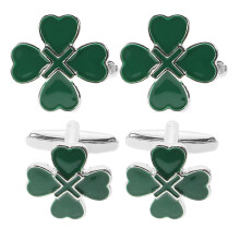 2 Pares De Botões De Punho Shamrock Para Social