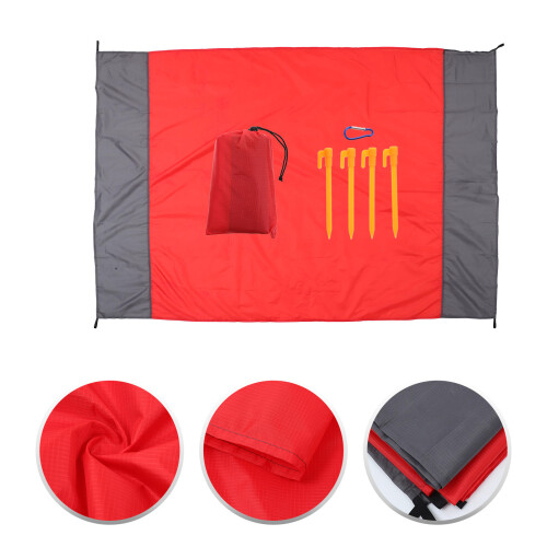 1Jgo Manta Picnic Impermeable Roja Nylon Plegable Y Resistente 2