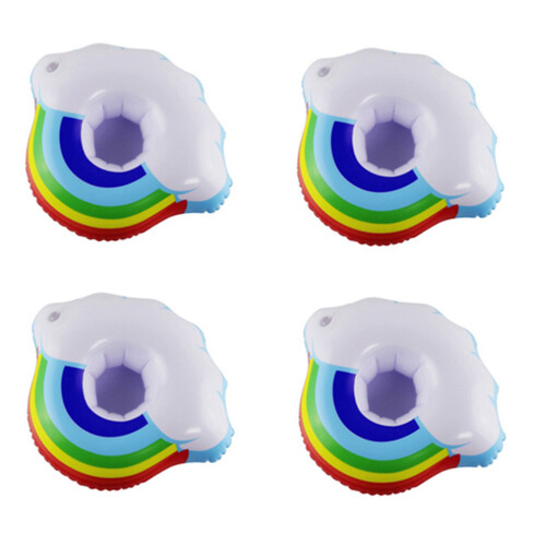 4St Inflatable Schwimmender Regenbogen Getränkehalter Für 1