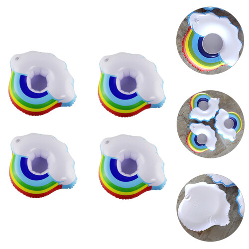 4St Inflatable Schwimmender Regenbogen Getränkehalter Für 2