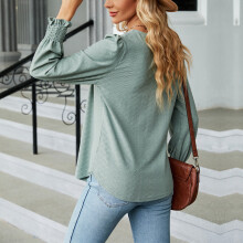 Gefaltetes Langarmshirt Grün Groß, Gebogener Saum, Modisch