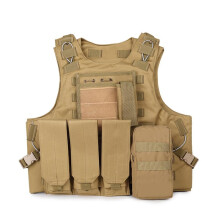 MOLLE RRV Assault Combat Vest with pouch/Traning Protective Security Vest for Tactical Hunting Airsoft Outdoor TAN