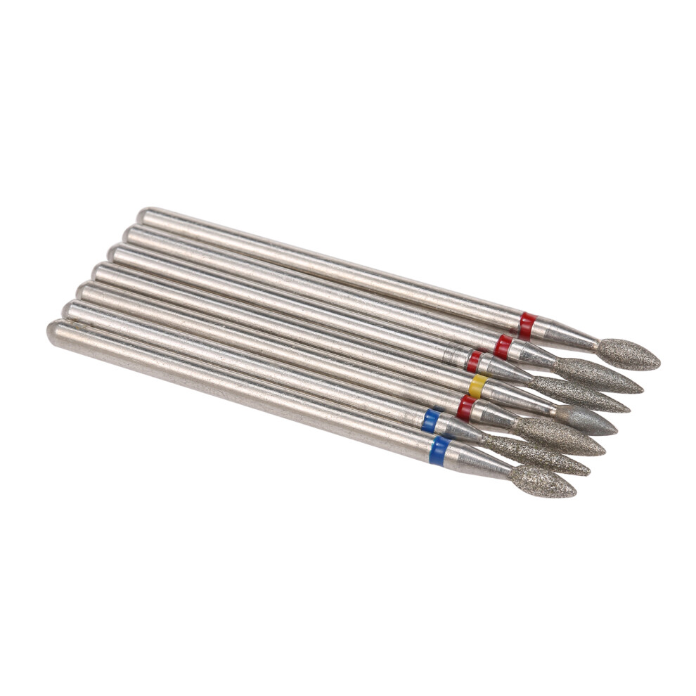 Silver 7Pcs Diamond Electric Nail Drill Bits For Manicure & Pedicure