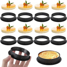 8-delt sæt mousse-tarteletforme, dessertringe, 8 cm, non-stick, lugtfri, perforeret ring, kageringssæt, runde bageringe til gør-det-selv-mousse