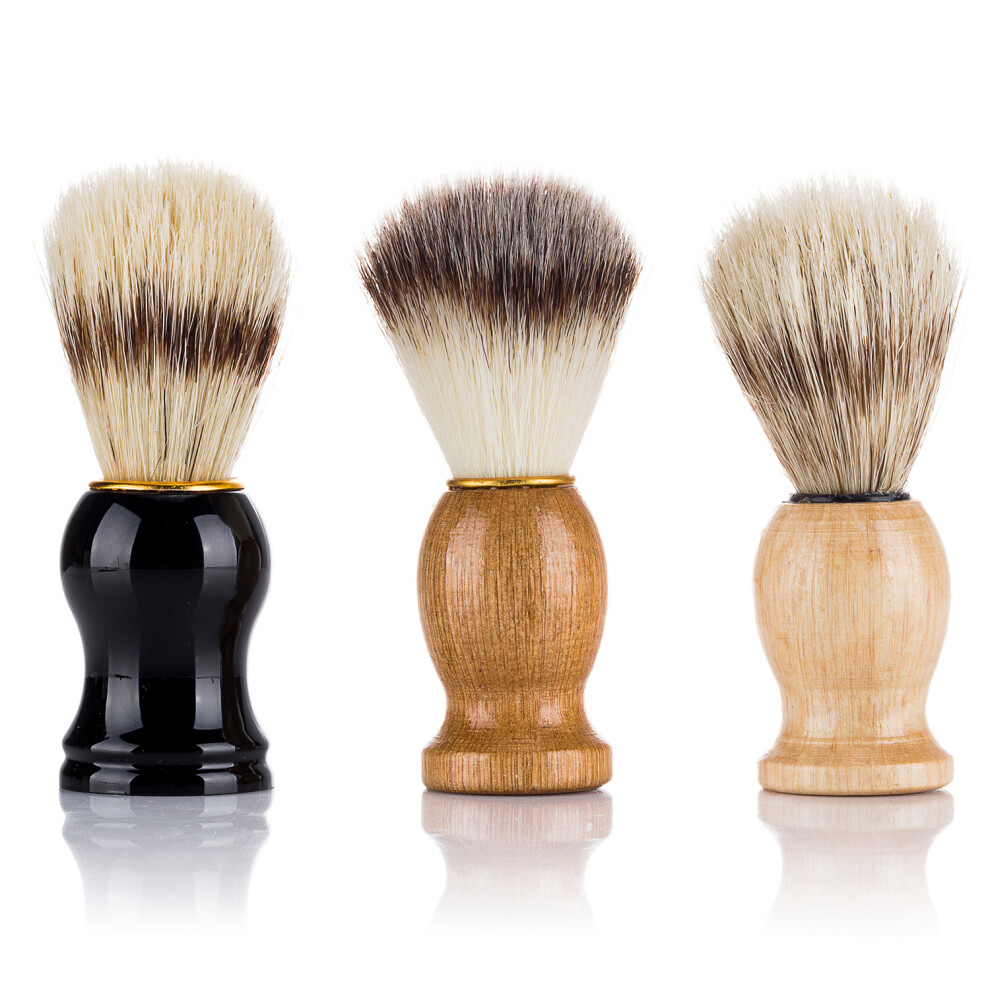 Men's Beard Shaving Brush - Soft Nylon & Wood Handle, 11cm