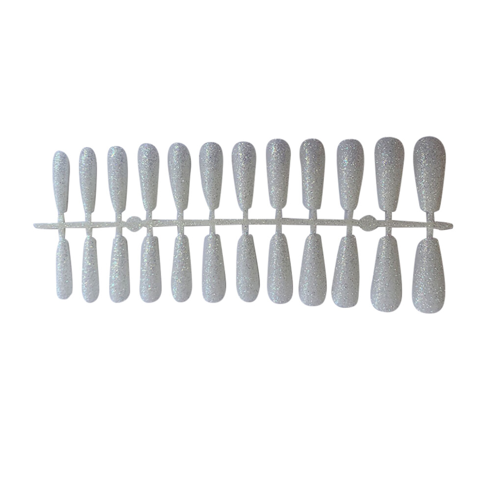 White (White) 24 Pcs Fake Nails Artificial Nail Tips Ple Operation Fingernail Decal