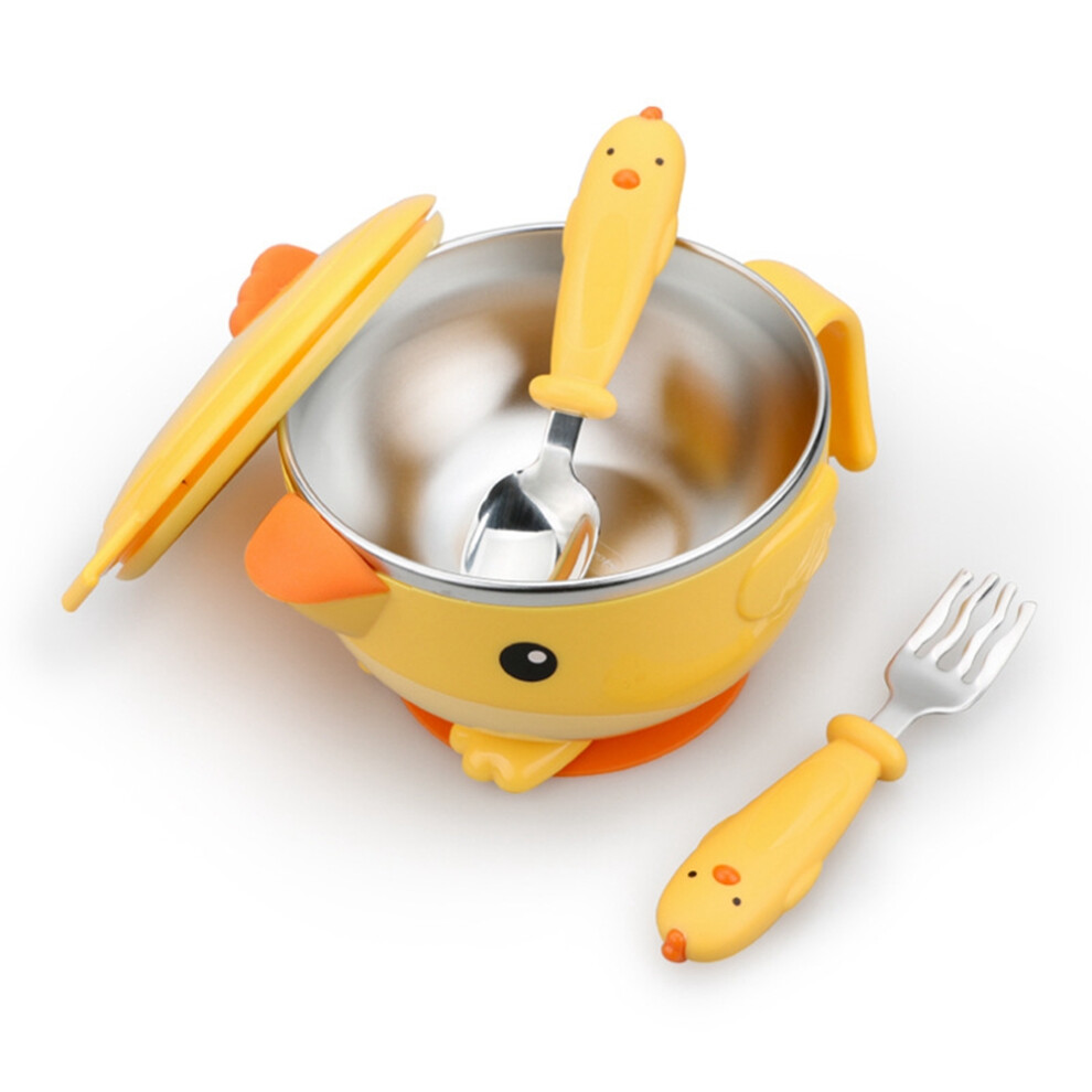 Infant Non-Slip Tableware Set 3-Pieces, Heat Preservation Bowl & Utensils, Orange-image-OPC-PN2CMGC-NEW