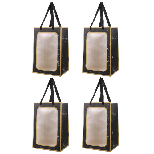 4Stk Transparente Fensterdesign Geschenkverpackungsbeutel