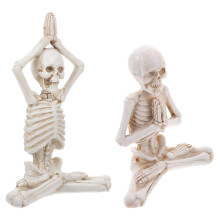 8Stk Resin Skelett Yoga Statue Beige Gartendekor Innenbereich