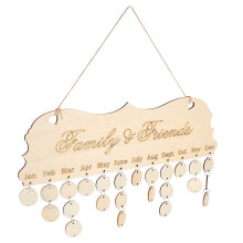 Holz Kalendertafel Beige DIY Geburtstagskalender Wanddeko