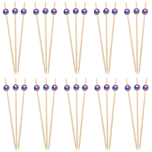 100 Pezzi Stuzzicadenti Cocktail In Bamboo Con Cappuccio A Perla