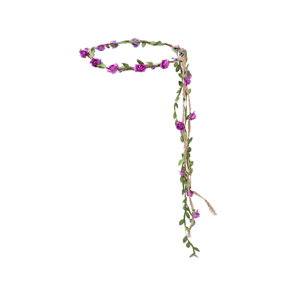 3 Stuks Bloemenkroon Hoofdband Fotoprops Haaraccessoire Paars-image
