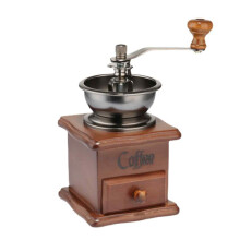 Bærbar kaffekvern med praktisk håndtak, manuell espressokaffekvern for camping og reiser, retro treutseende design med skålform